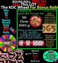 CRAZY Penny Wheel Buy THIS 1965-p solid Red BU Lincoln 1c roll & get 1-10 BU Red rolls FREE WOW