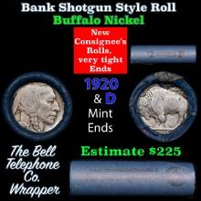 Buffalo Nickel Shotgun Roll in Old Bank Style 'Bell Telephone' Wrapper 1920 & d Mint Ends