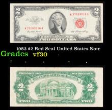 1953 $2 Red Seal United States Note Grades vf++