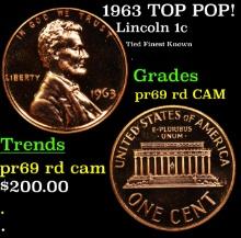 Proof 1963 Lincoln Cent TOP POP! 1c Graded pr69 rd CAM BY SEGS