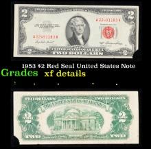 1953 $2 Red Seal United States Note Grades xf details