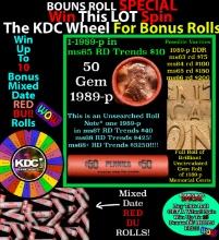 1-10 FREE BU RED Penny rolls with win of this 1989-p SOLID RED BU Lincoln 1c roll incredibly FUN whe