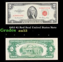 1953 $2 Red Seal United States Note Grades Select AU