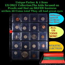 Unique Father & 2 Sons US ONLY Collection,The kids focused on Proofs and Dad on SILVER business stri