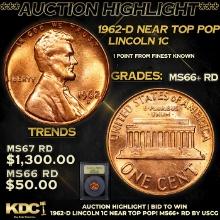***Auction Highlight*** 1962-d Lincoln Cent Near Top Pop! 1c Graded GEM++ RD By USCG (fc)