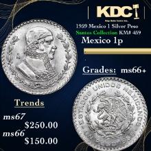 1959 Mexico 1 Silver Peso Santos Collection KM# 459 Grades GEM++ Unc