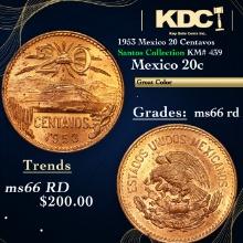 1953 Mexico 20 Centavos Santos Collection KM# 439 Grades GEM+ Unc RD