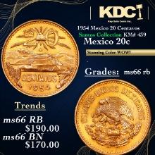 1954 Mexico 20 Centavos Santos Collection KM# 439 Grades GEM+ Unc RB