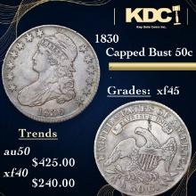 1830 Capped Bust Half Dollar 50c Grades xf+