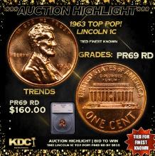 Proof 1963 Lincoln Cent TOP POP! 1c Graded pr69 rd BY SEGS