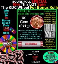 CRAZY Penny Wheel Buy THIS 1974-p solid Red BU Lincoln 1c roll & get 1-10 BU Red rolls FREE WOW Grad