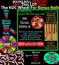 1-10 FREE BU RED Penny rolls with win of this 1993-d SOLID RED BU Lincoln 1c roll incredibly FUN whe