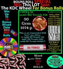 CRAZY Penny Wheel Buy THIS 1974-p solid Red BU Lincoln 1c roll & get 1-10 BU Red rolls FREE WOW Grad
