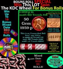CRAZY Penny Wheel Buy THIS 1959-p solid Red BU Lincoln 1c roll & get 1-10 BU Red rolls FREE WOW Grad