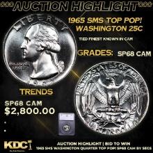 ***Auction Highlight*** 1965 SMS Washington Quarter TOP POP! 25c Graded sp68 cam BY SEGS (fc)