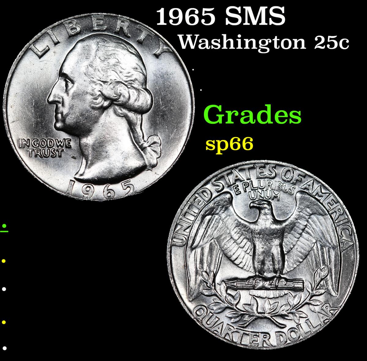 1965 SMS Washington Quarter 25c Grades sp66