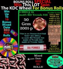 CRAZY Penny Wheel Buy THIS 2001-p solid Red BU Lincoln 1c roll & get 1-10 BU Red rolls FREE WOW