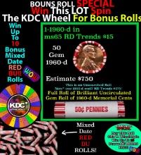 1-10 FREE BU RED Penny rolls with win of this 1960-d SOLID RED BU Lincoln 1c roll incredibly FUN whe