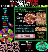 1-10 FREE BU RED Penny rolls with win of this 1982-p SOLID RED BU Lincoln 1c roll incredibly FUN whe
