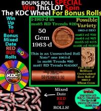 INSANITY The CRAZY Penny Wheel 1000’s won so far, WIN this 1963-d BU RED roll get 1-10 FREE