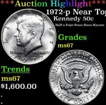 ***Auction Highlight*** 1972-p Kennedy Half Dollar Near Top Pop! 50c Graded ms67 By SEGS (fc)