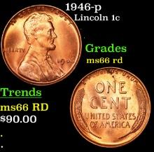 1946-p Lincoln Cent 1c Grades GEM+ Unc RD