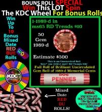 INSANITY The CRAZY Penny Wheel 1000s won so far, WIN this 1989-d BU RED roll get 1-10 FREE