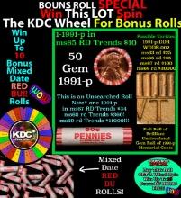 INSANITY The CRAZY Penny Wheel 1000s won so far, WIN this 1991-p BU RED roll get 1-10 FREE