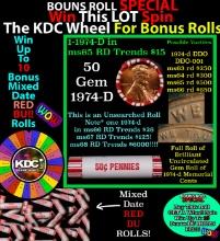 INSANITY The CRAZY Penny Wheel 1000s won so far, WIN this 1974-d-p BU RED roll get 1-10 FREE