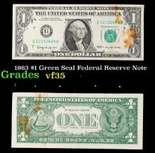 1963 $1 Green Seal Federal Reserve Note Grades vf++