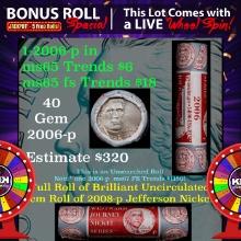 1-5 FREE BU Jefferson rolls with win of this2006-p 40 pcs US Mint $2 Nickel Wrapper