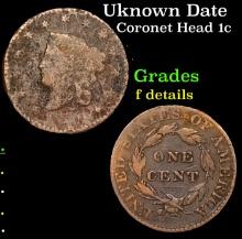 Uknown Date Coronet Head Large Cent 1c Grades f details