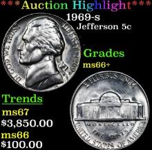 ***Auction Highlight*** 1969-s Jefferson Nickel 5c Graded ms66+ BY SEGS (fc)