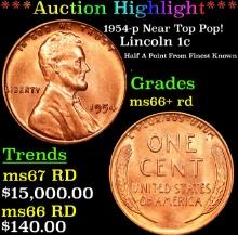 ***Auction Highlight*** 1954-p Lincoln Cent Near Top Pop! 1c Graded GEM++ RD By USCG (fc)