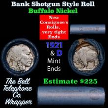 Buffalo Nickel Shotgun Roll in Old Bank Style 'Bell Telephone' Wrapper 1921 & d Mint Ends