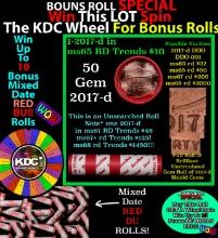 1-10 FREE BU RED Penny rolls with win of this 2017-d SOLID RED BU Lincoln 1c roll incredibly FUN whe