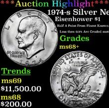 ***Auction Highlight*** 1974-s Silver Eisenhower Dollar Near TOP POP! $1 Graded ms68+ BY SEGS (fc)