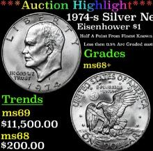 ***Auction Highlight*** 1974-s Silver Eisenhower Dollar Near TOP POP! $1 Graded ms68+ BY SEGS (fc)