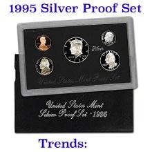 1995 United States Mint Silver Proof Set 5 Coins inside