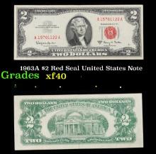 1963A $2 Red Seal United States Note Grades xf