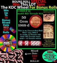 INSANITY The CRAZY Penny Wheel 1000s won so far, WIN this 1968-d BU RED roll get 1-10 FREE Grades