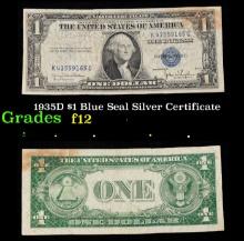 1935D $1 Blue Seal Silver Certificate Grades f, fine