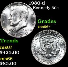 1980-d Kennedy Half Dollar 50c Grades GEM++ Unc