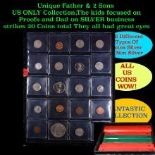 Unique Father & 2 Sons US ONLY Collection,The kids focused on Proofs and Dad on SILVER business stri