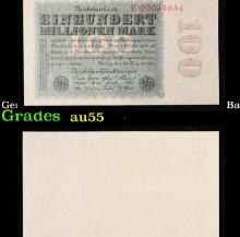 1923 Weimar Germany 100 Million Marks Hyperinflation Banknote P# 107a Grades Choice AU