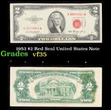 1953 $2 Red Seal United States Note Grades vf++