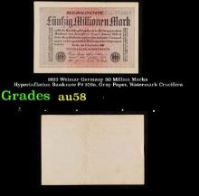 1923 Weimar Germany 50 Million Marks Hyperinflation Banknote P# 109a, Gray Paper, Watermark Crucifer