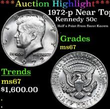 ***Auction Highlight*** 1972-p Kennedy Half Dollar Near Top Pop! 50c Graded ms67 By SEGS (fc)