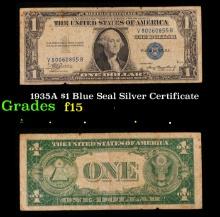 1935A $1 Blue Seal Silver Certificate Grades f+