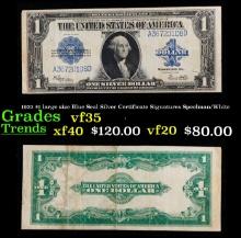 1923 Speelman/White $1 large size Blue Seal Silver Certificate Grades vf++